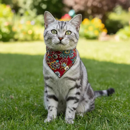 Bufanda triangular bohemia para mascotas estampado floral