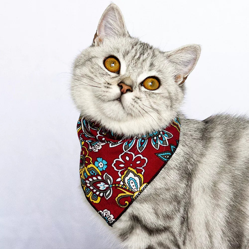 Bufanda triangular bohemia para mascotas estampado floral