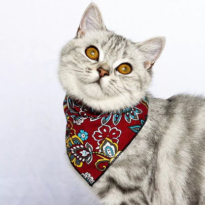 Bufanda triangular bohemia para mascotas estampado floral
