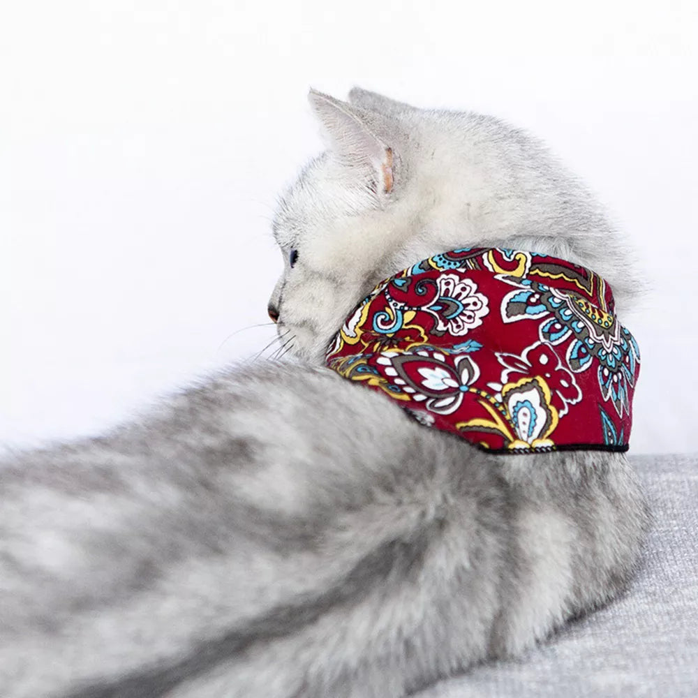 Bufanda triangular bohemia para mascotas estampado floral