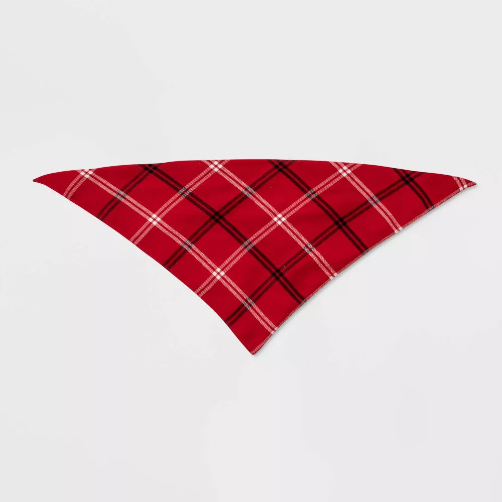 Bufanda triangular para mascotas estampado a cuadros ajustable