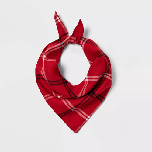 Bufanda triangular para mascotas estampado a cuadros ajustable