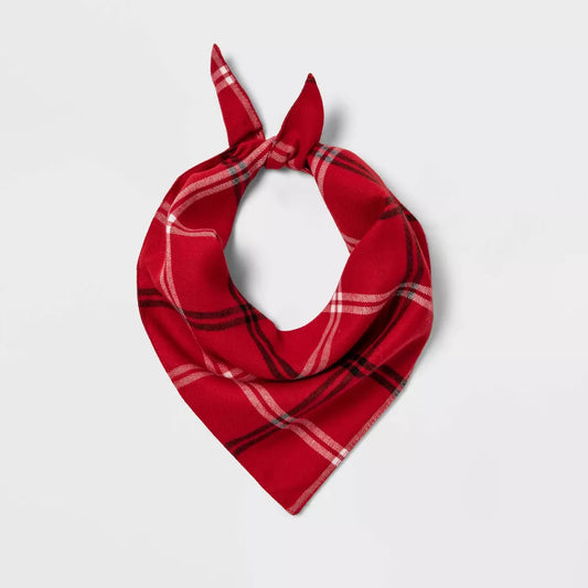 Bufanda triangular para mascotas estampado a cuadros ajustable