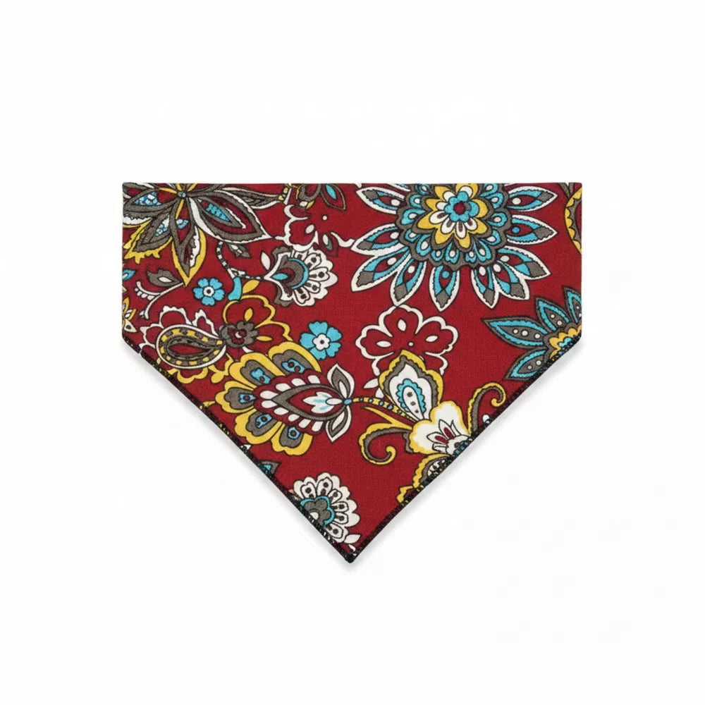 Bufanda triangular bohemia para mascotas estampado floral